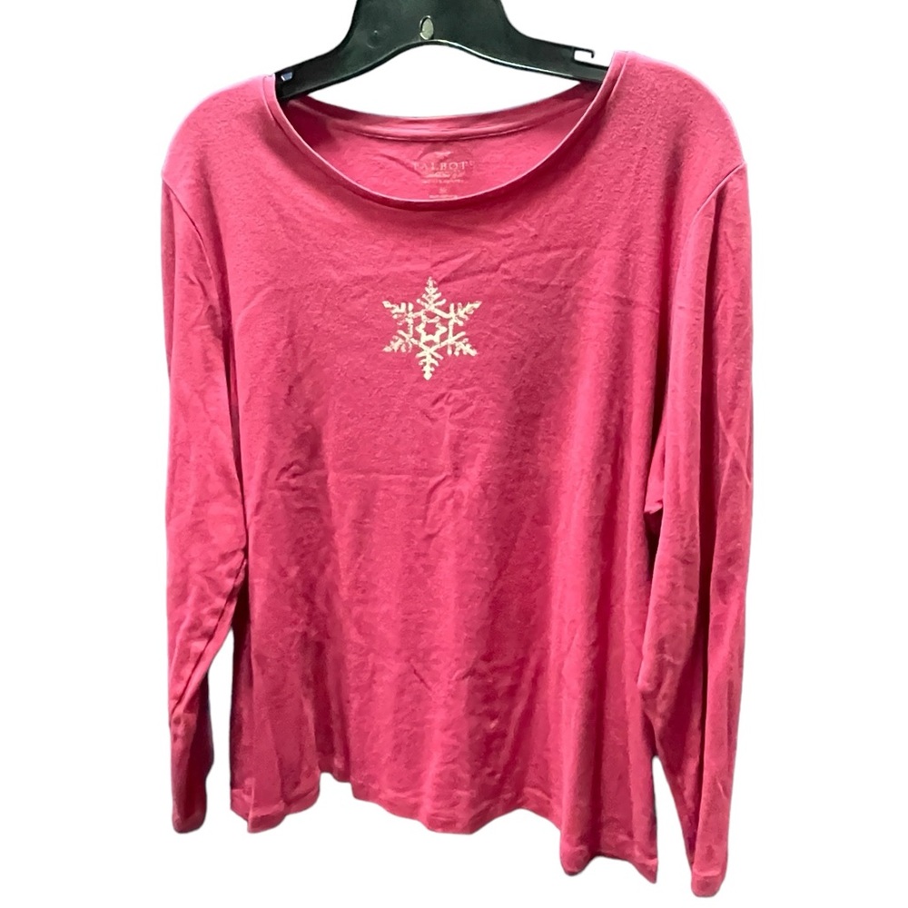 Talbots Hot pink 3/4 length sleeve with‎ Snowflake on Front
